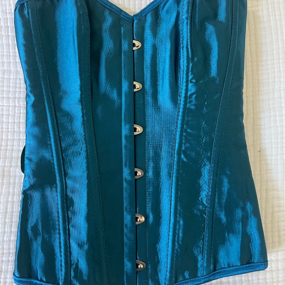 Teal Satin Corset Top